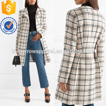 Plaid Wollmischung Mantel Herstellung Großhandel Mode Frauen Bekleidung (TA3024C)